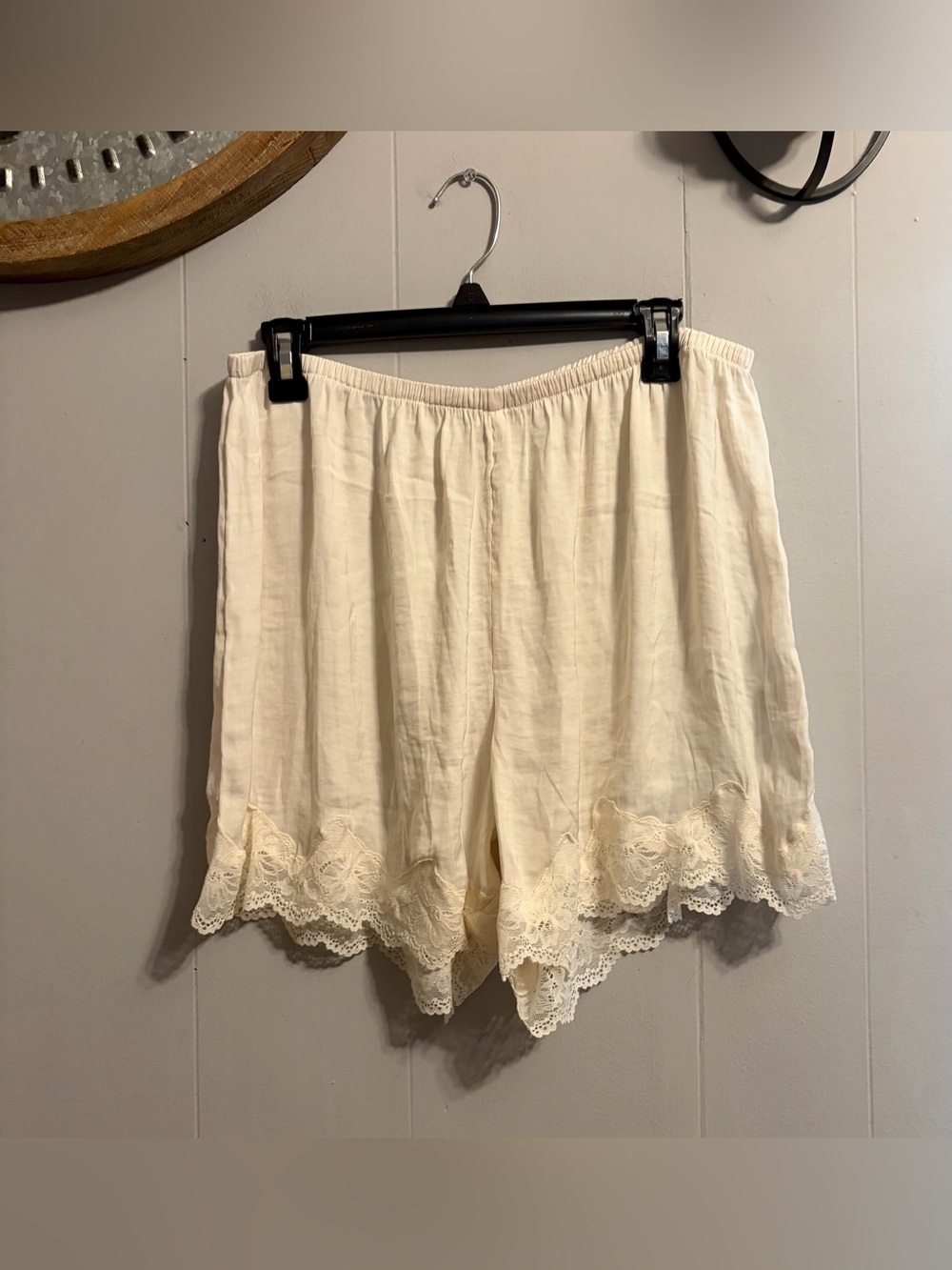 aerie Cream Lace-Trim Sleep Shorts